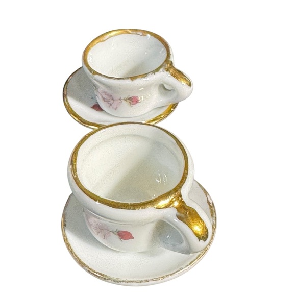 Floral Miniature Tea Set with Gold Accents - Picture 3 of 9
